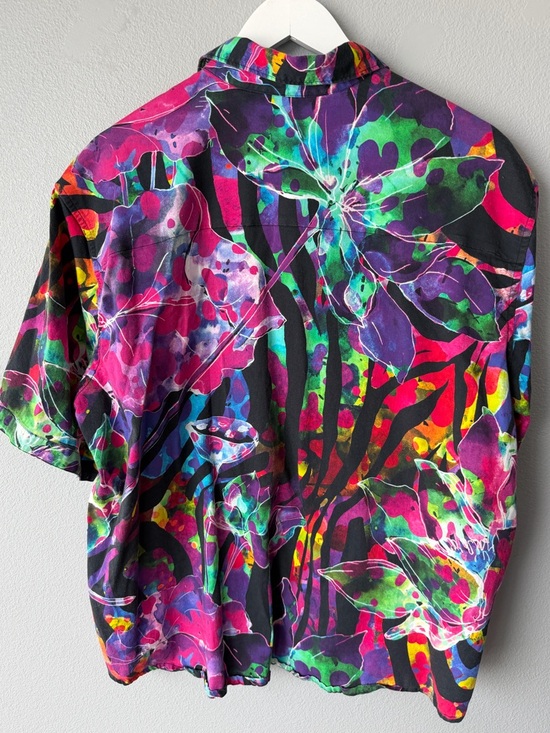Robert Graham colorful abstract floral short sleeve button down top Men’s 1XL - Picture 7 of 7